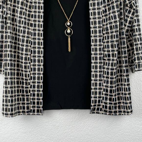 NY Collection 3/4 Sleeve Blouse Jacket Combo x Necklace Black Petite Small NWT - Picture 6 of 16